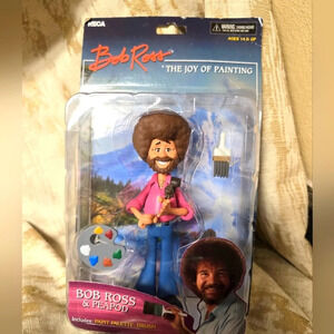 NECA Vintage Bob Ross The Joy of Painting Bob Ross & Peapod Action Figure NEW